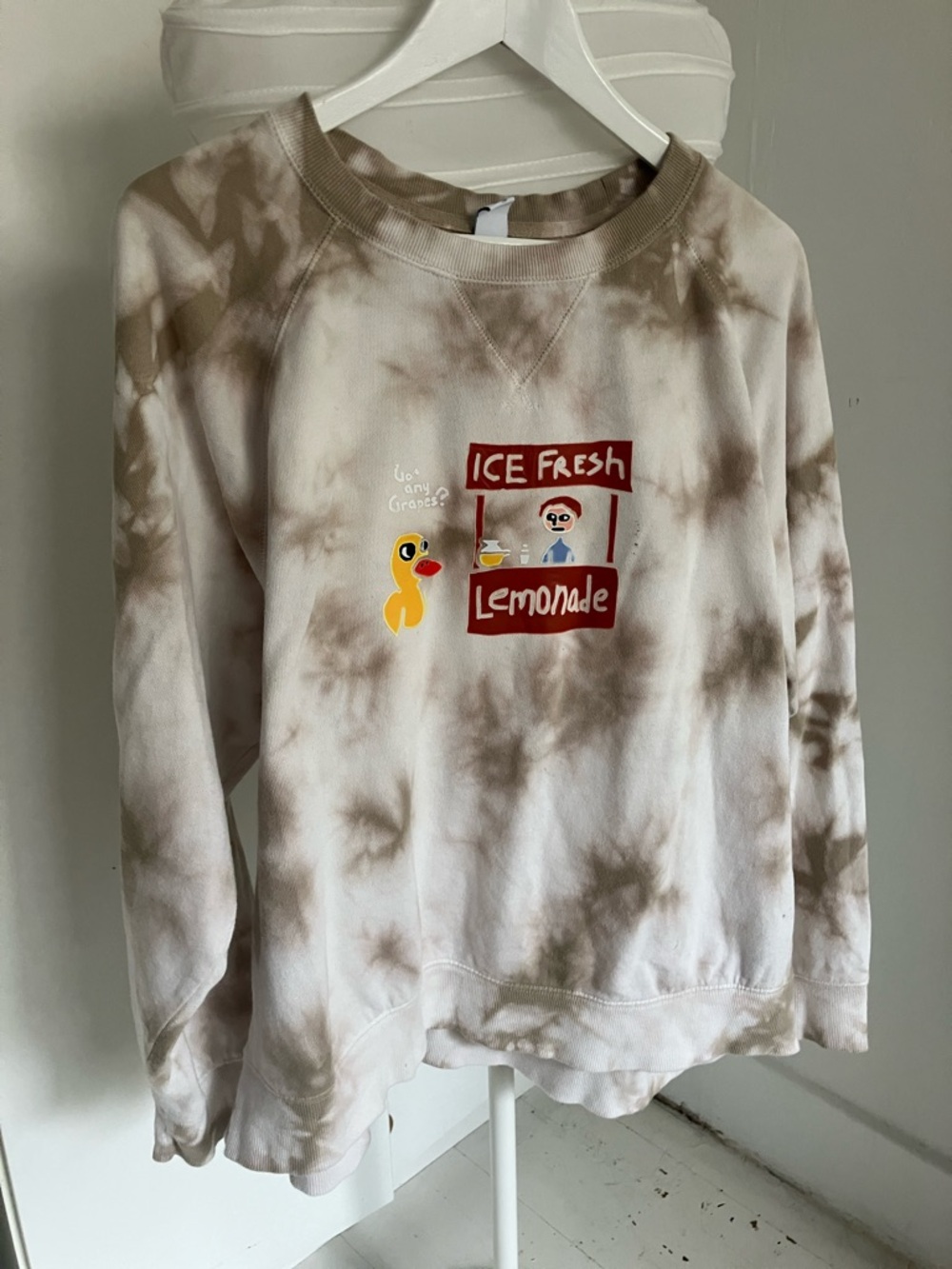Old Navy Tie-Dye Sweatshirt with Lemonade Stand Graphic - Brown & White